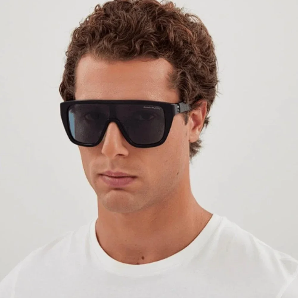 NEW ALEXANDER MCQUEEN AM0430S 005 HAVANA SHIELD SUNGLASSES ALEXANDER MCQUEEN